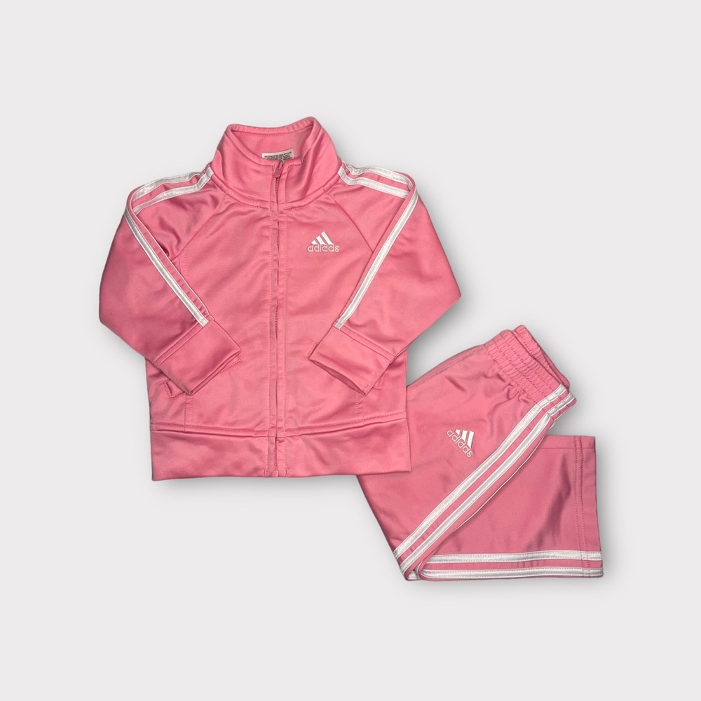 Adidas Pink Tricot Logo Tracksuit